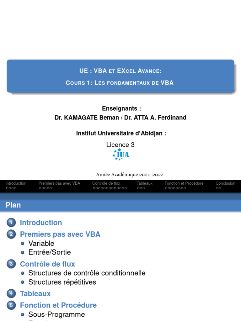 Introduction à VBA pour Excel | PDF | Visual Basic for Applications ...
