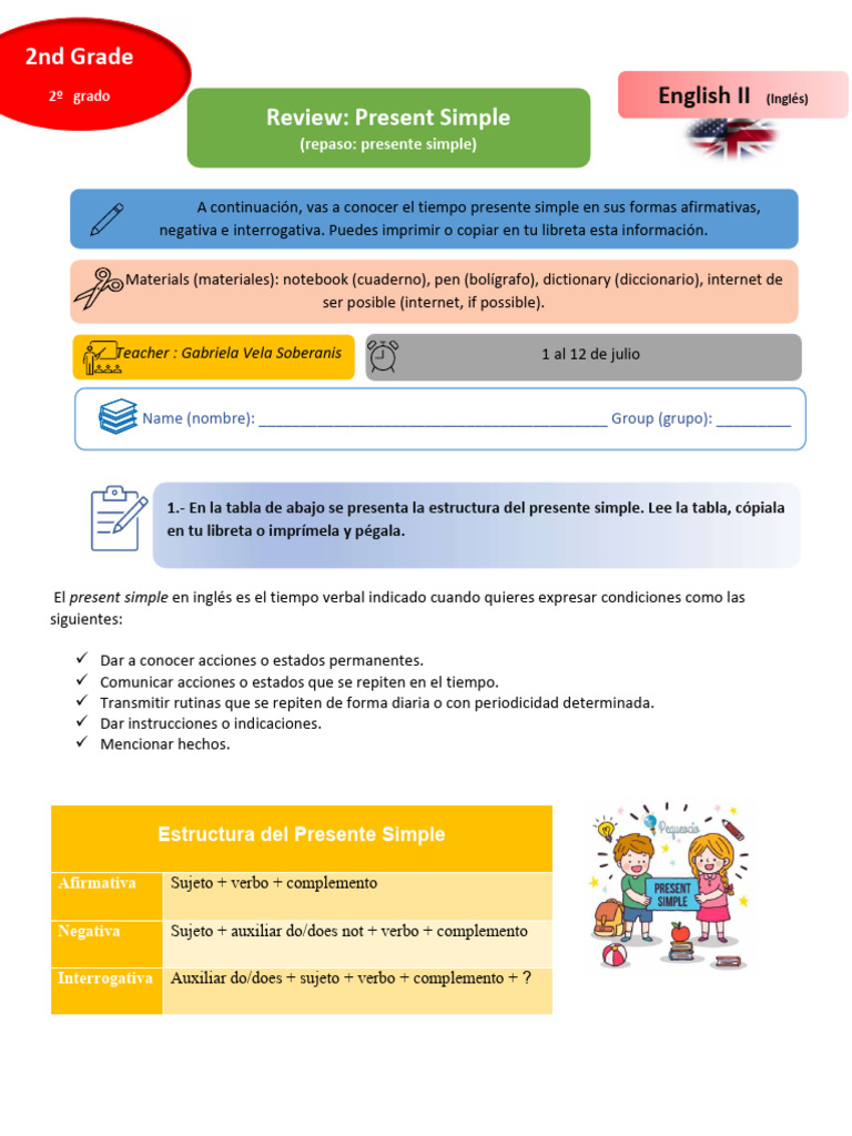 Estructura y Uso del Presente Simple en Inglés | PDF | Verbo | Mecánica ...
