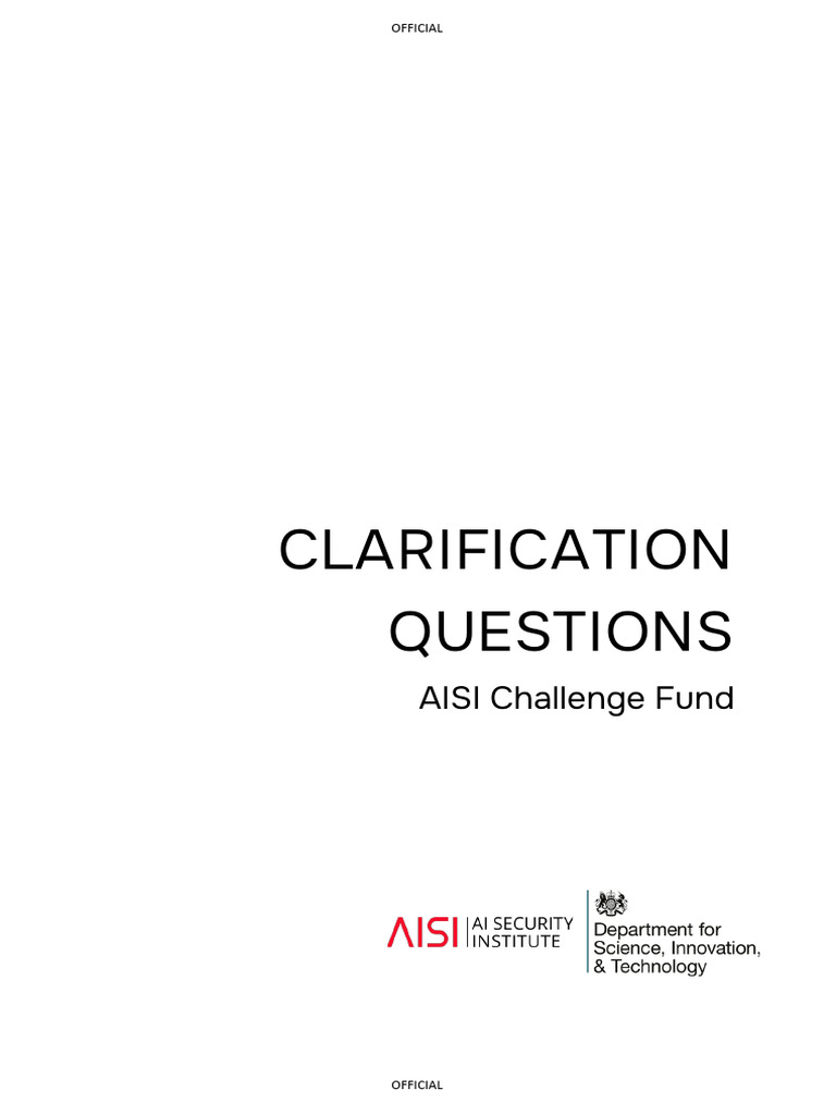 AISI Challenge Fund - Clarification Questions | PDF