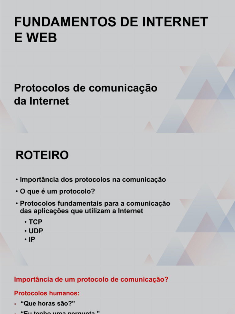 Protocolos de Comunicação na Internet | PDF | Protocolo de controle de ...