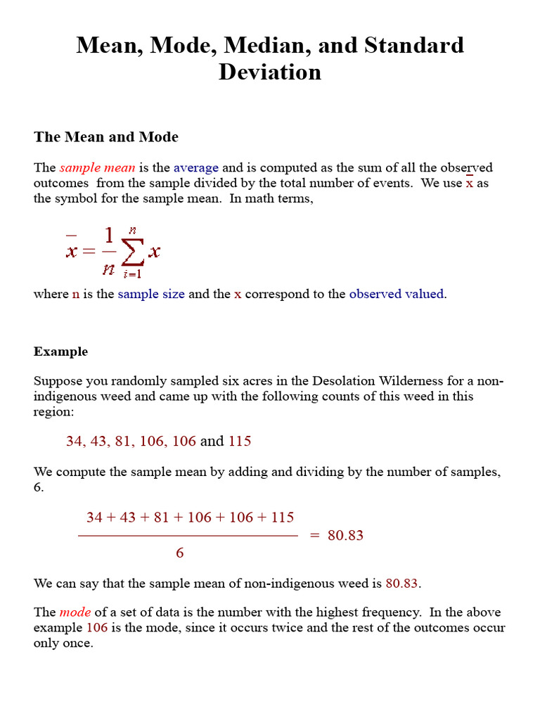 Understanding Mean, Median, Mode, and SD | PDF | Mean | Mode (Statistics)