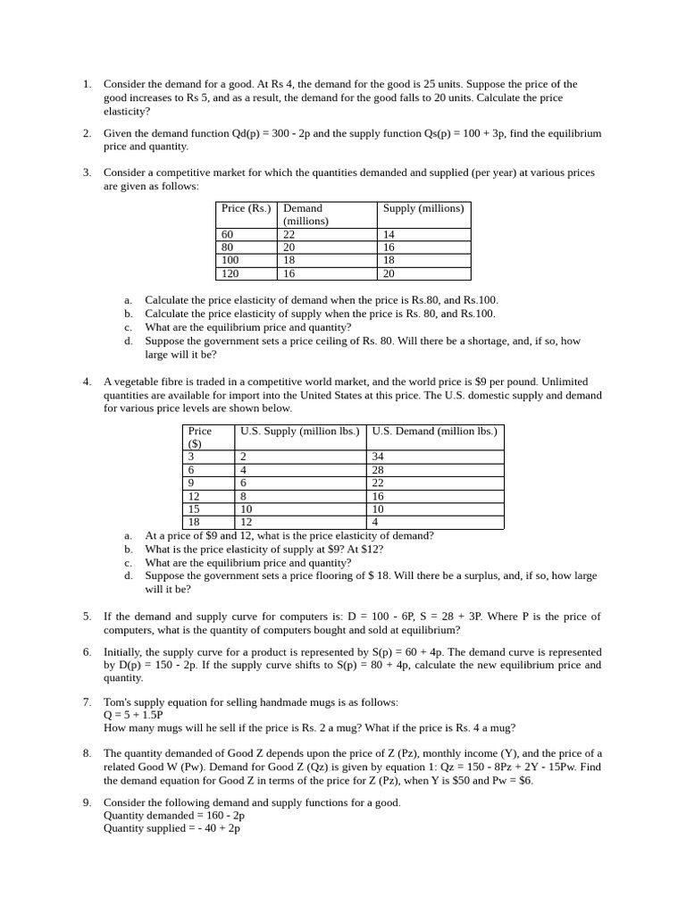 Class 11 Demand and Supply Q&A PDF | PDF | Demand | Supply (Economics)