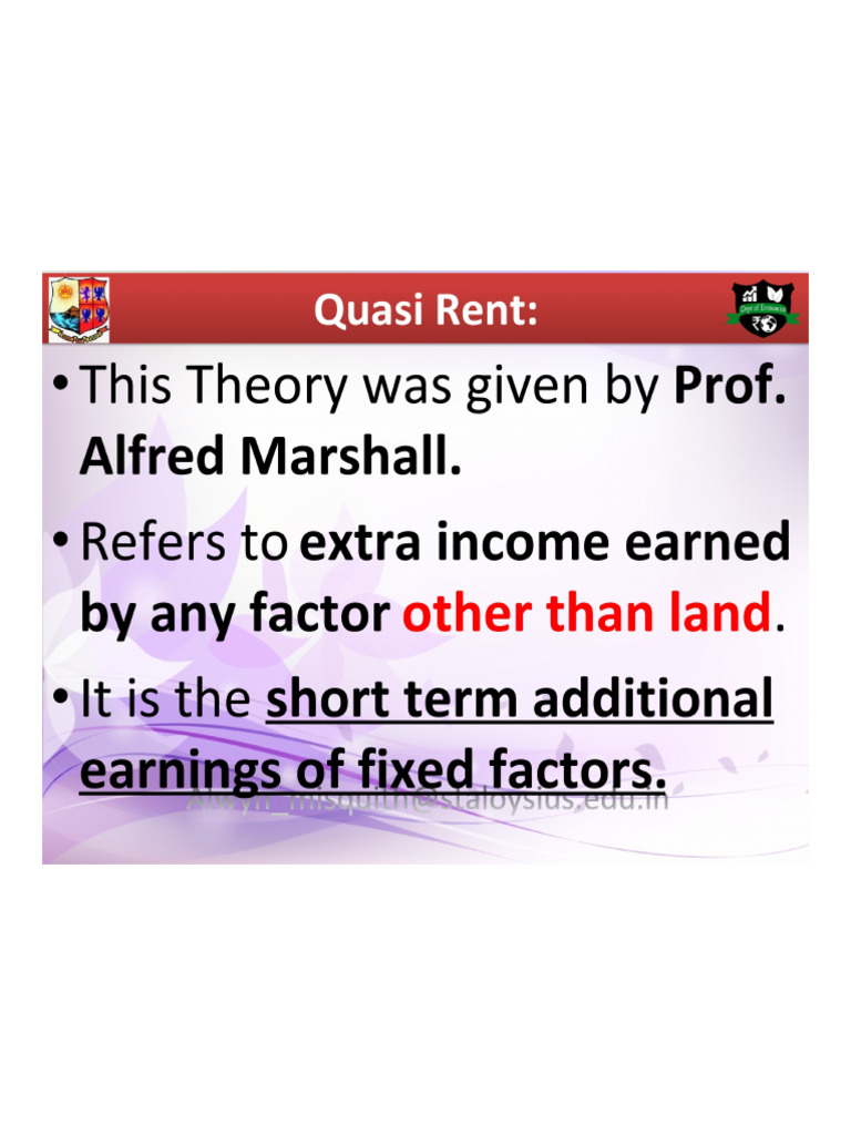 Theory of Quasi Rent | PDF