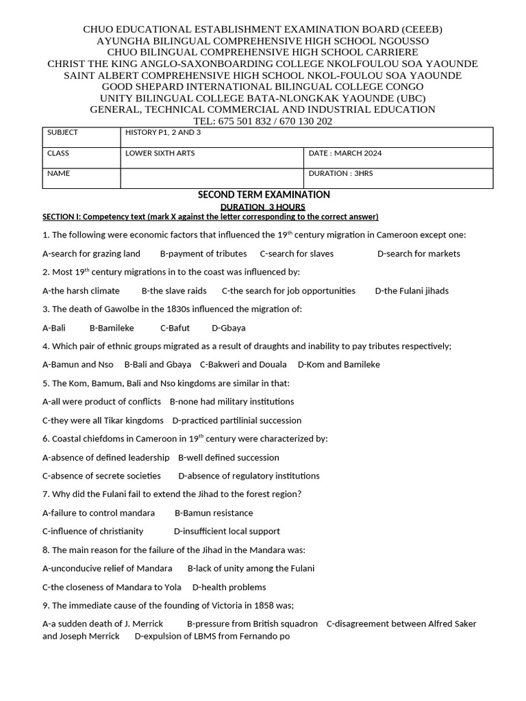 Hist (Usa) Paper 1,2 and 3 | PDF | Atlantic Slave Trade | Slavery