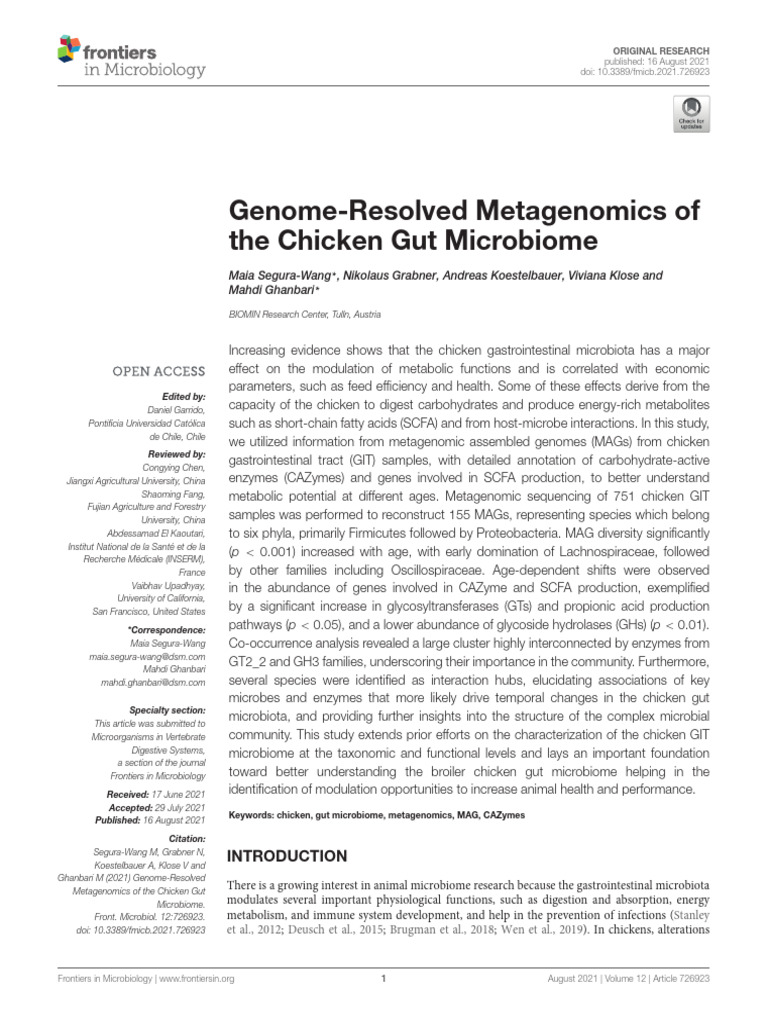 Chicken Gut Microbiome Metagenomics Study | PDF | Microbiology | Biology