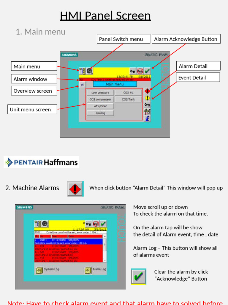 HMI Panel Screen User Guide | PDF | Gases | Mechanical Engineering