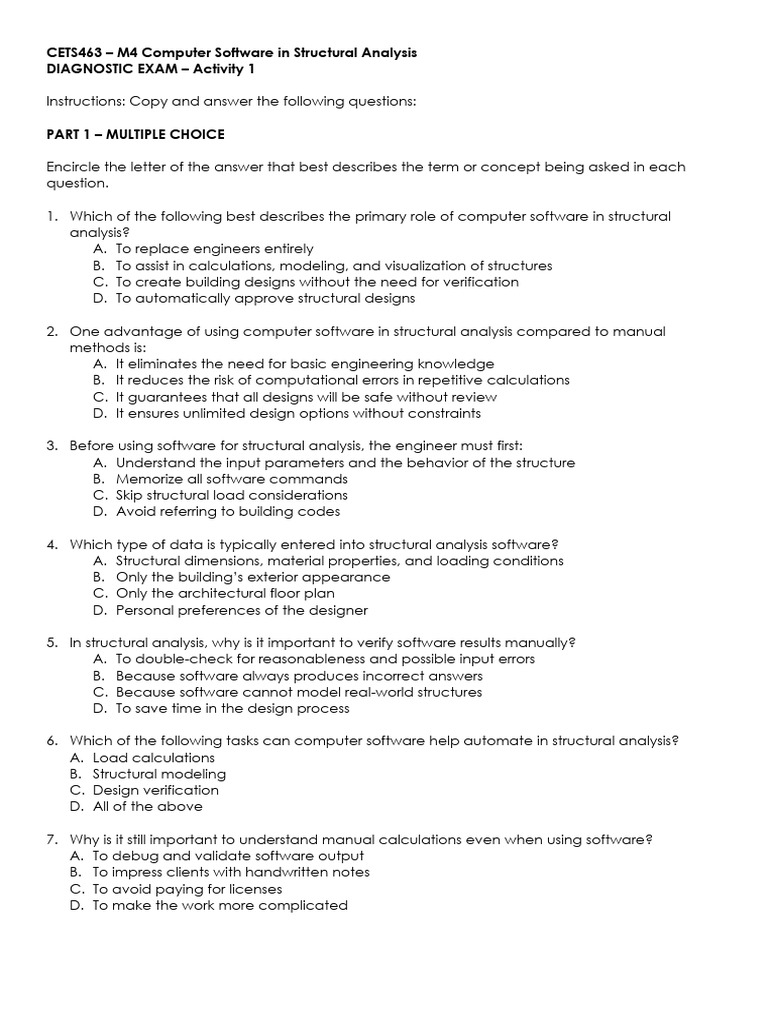 Computer Software in Structural Analysis Exam | PDF | Structural ...