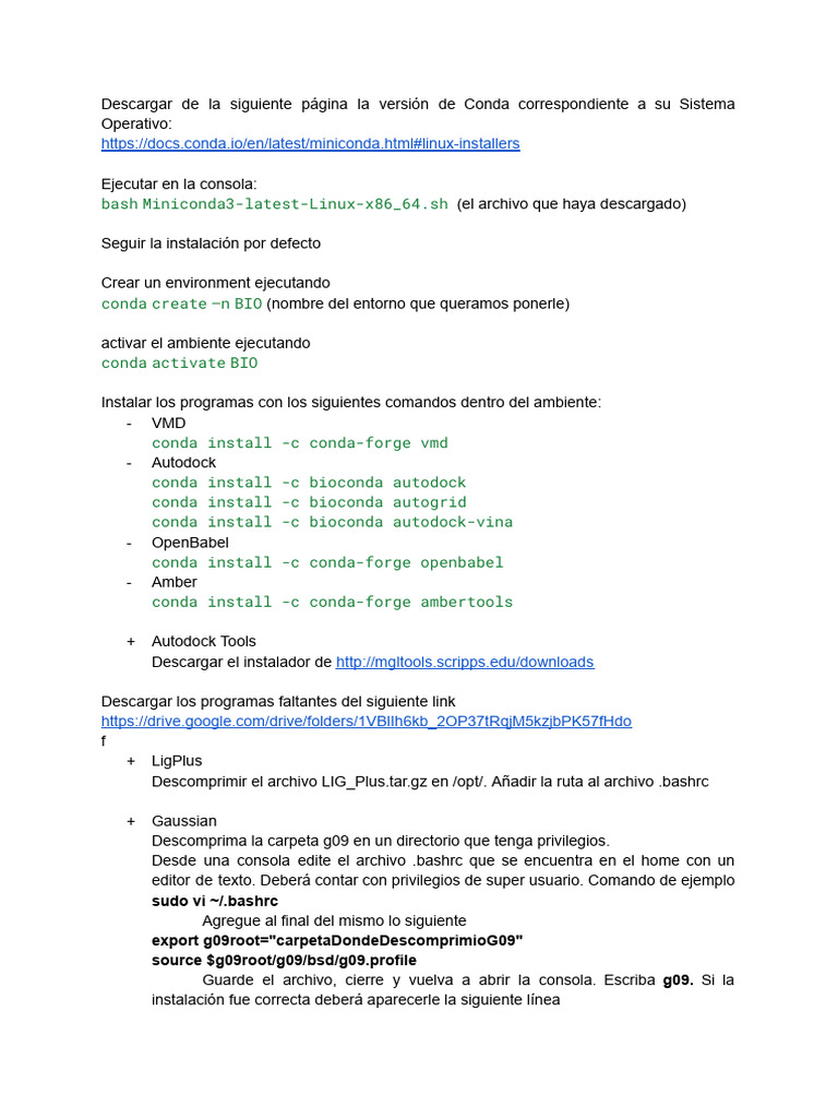 Guía de Instalación de Conda y Programas Bioinformáticos | PDF