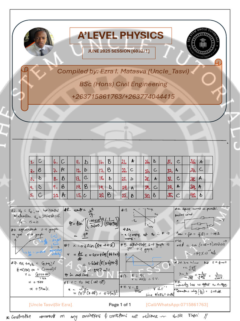 A'Level Physics Guide for June 2025 | PDF