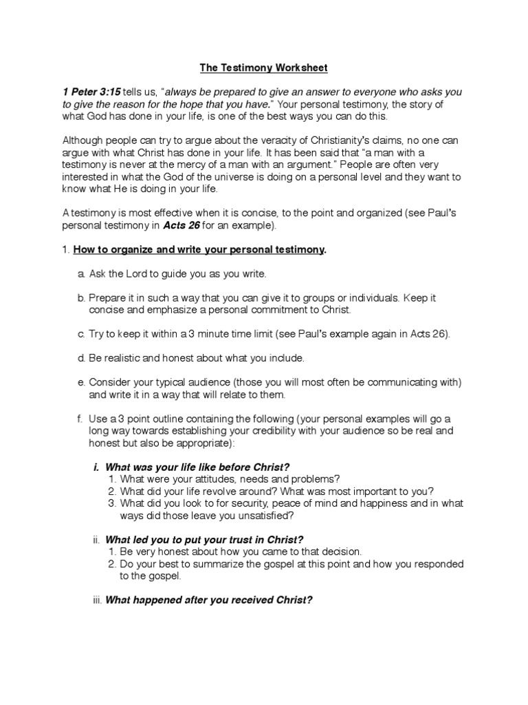 Testimint Worksheet  PDF  The Gospel  Born Again