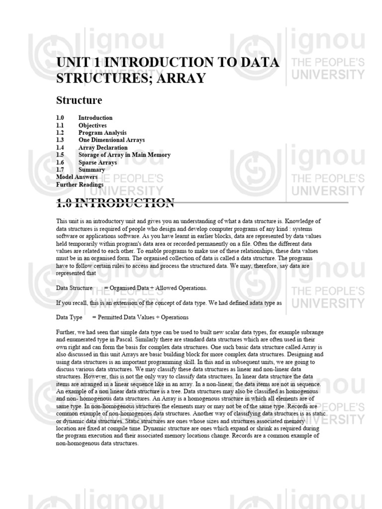 Introduction to Data Structures: Arrays | PDF | Data Structure | Data