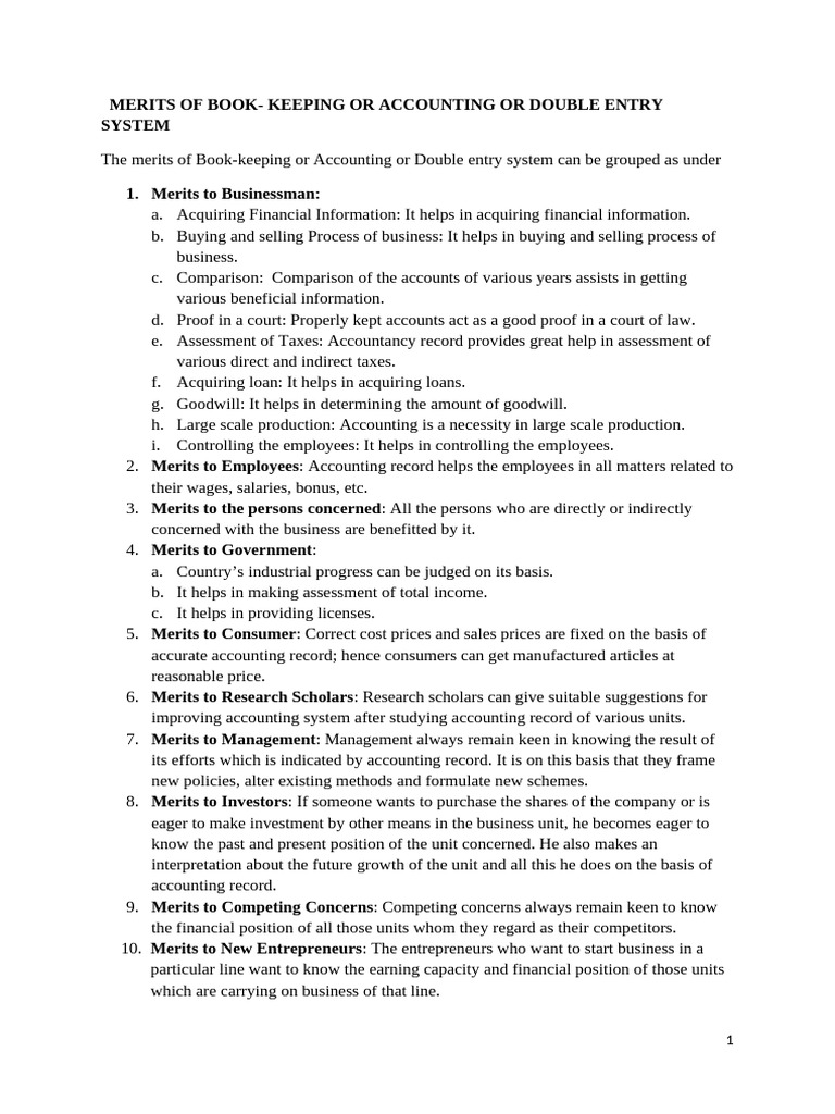 Advantages of Double Entry System | PDF | Equity (Finance) | Economies
