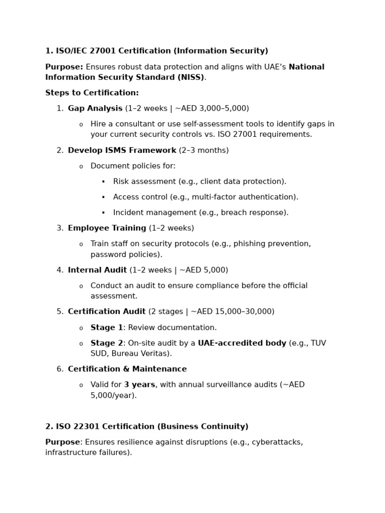 ISO 27001 & 22301 Certification Guide | PDF | Audit | Information Security
