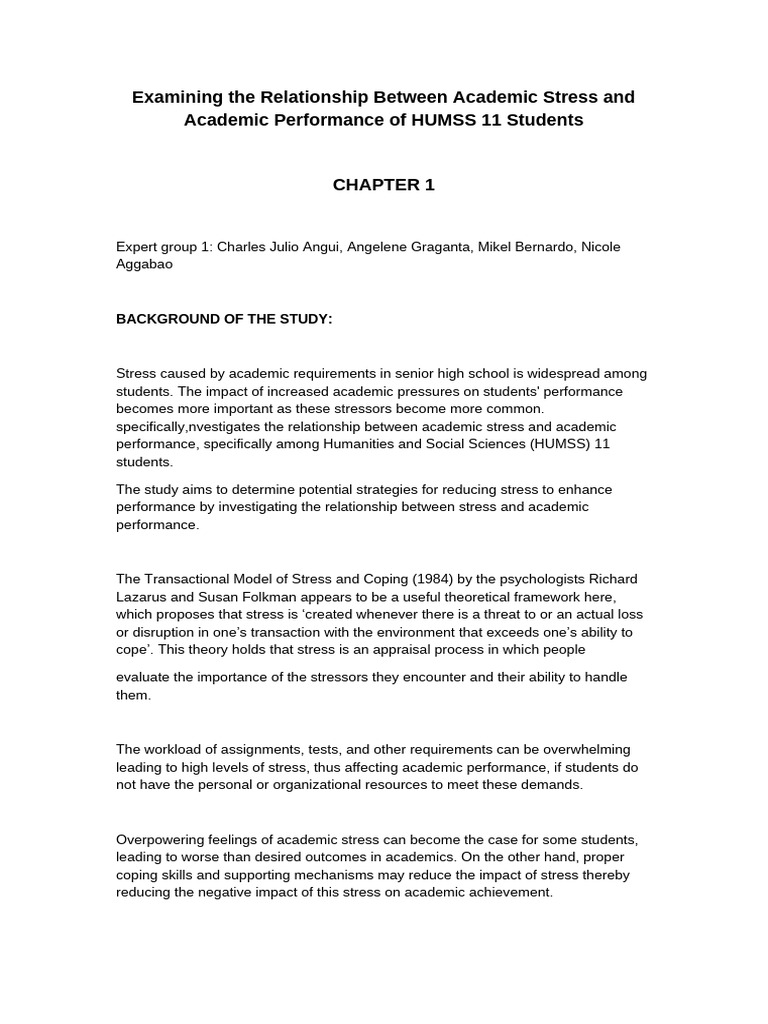 Examining The Relationship Between Academic Stress and Academic ...