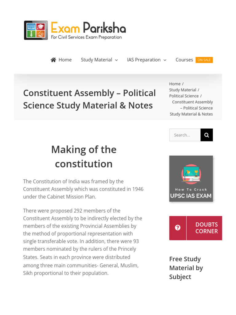 Constituent Assembly Study Notes | PDF | Sovereignty | Justice