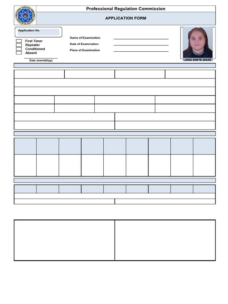 PRC Application Form for Professional Exam | PDF | Common Law | Justice