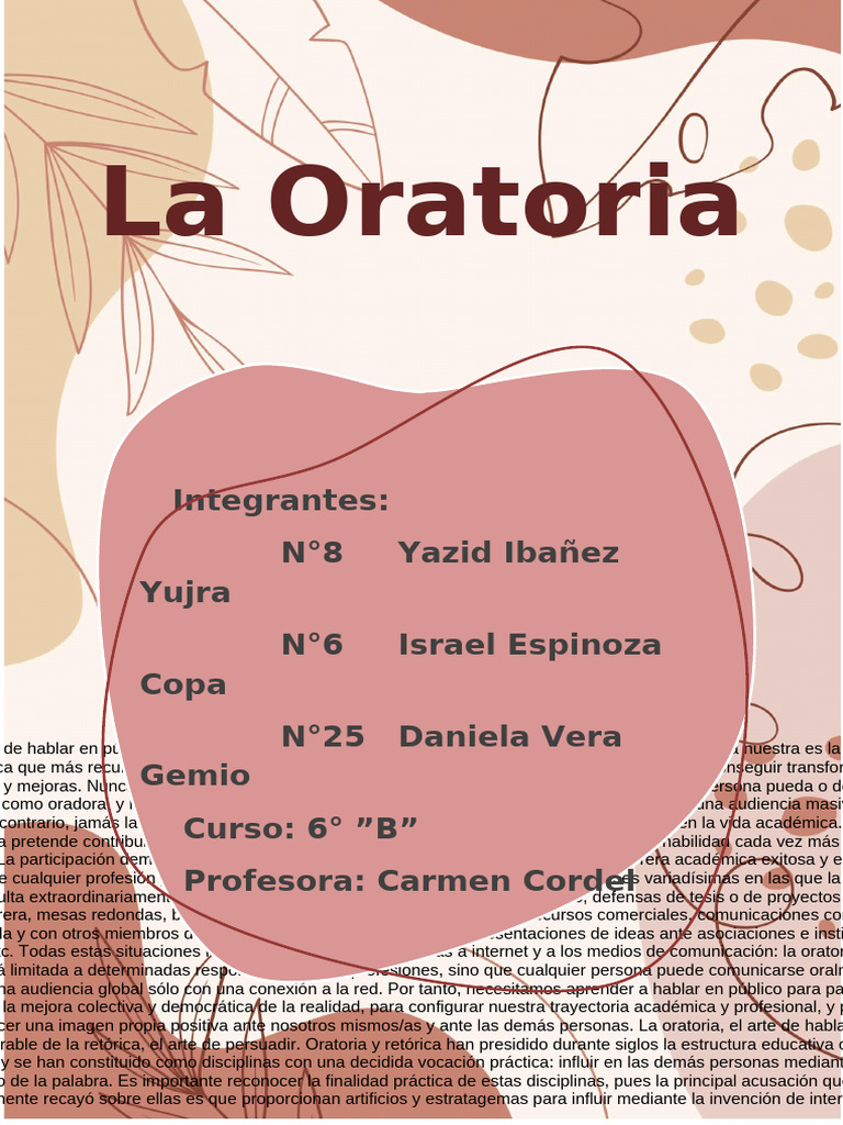 Importancia de la Oratoria en Educación | PDF | Retórica | Hablar en ...