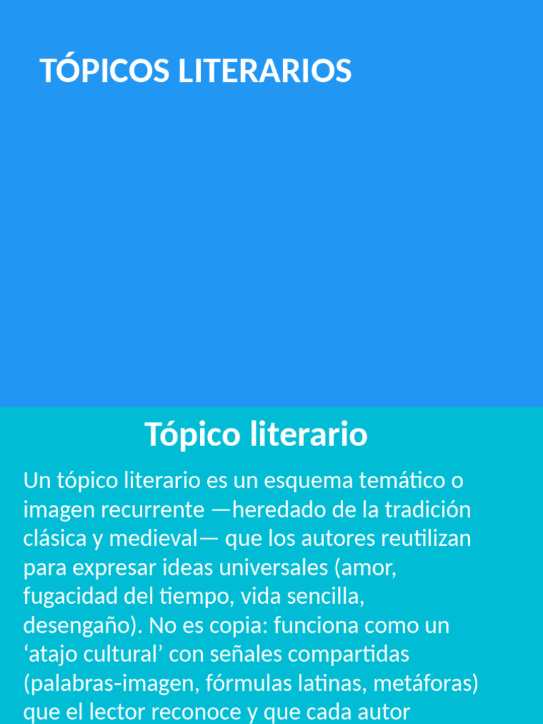 Tópicos literarios: Temas y ejemplos | PDF
