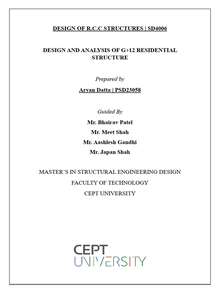 RCC Design for G+12 Residential Building | PDF | Beam (Structure) | Column