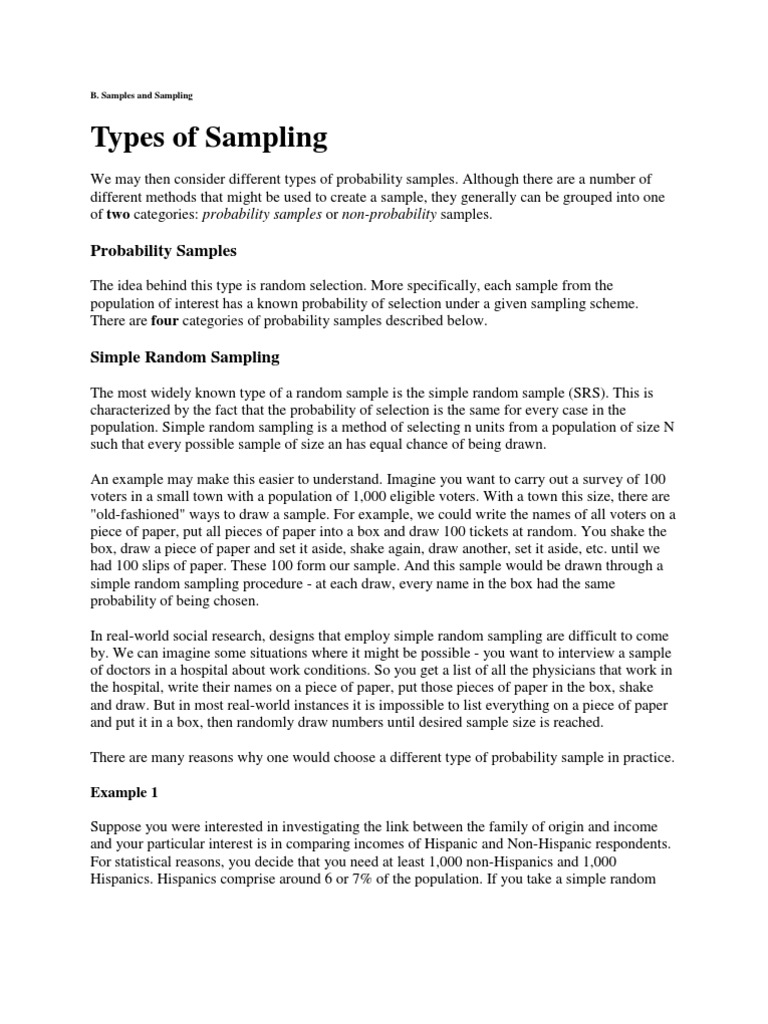 Types of Sampling Design PDF Stratified Sampling Sampling