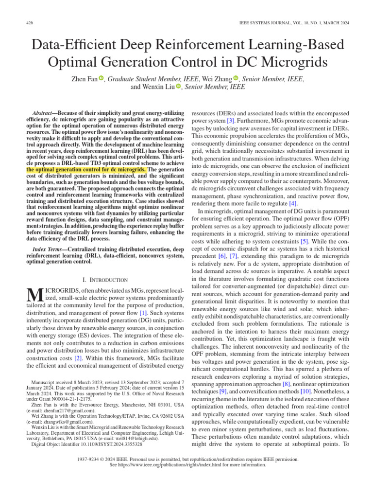 DRL for Optimal Control in DC Microgrids | PDF | Distributed Generation ...