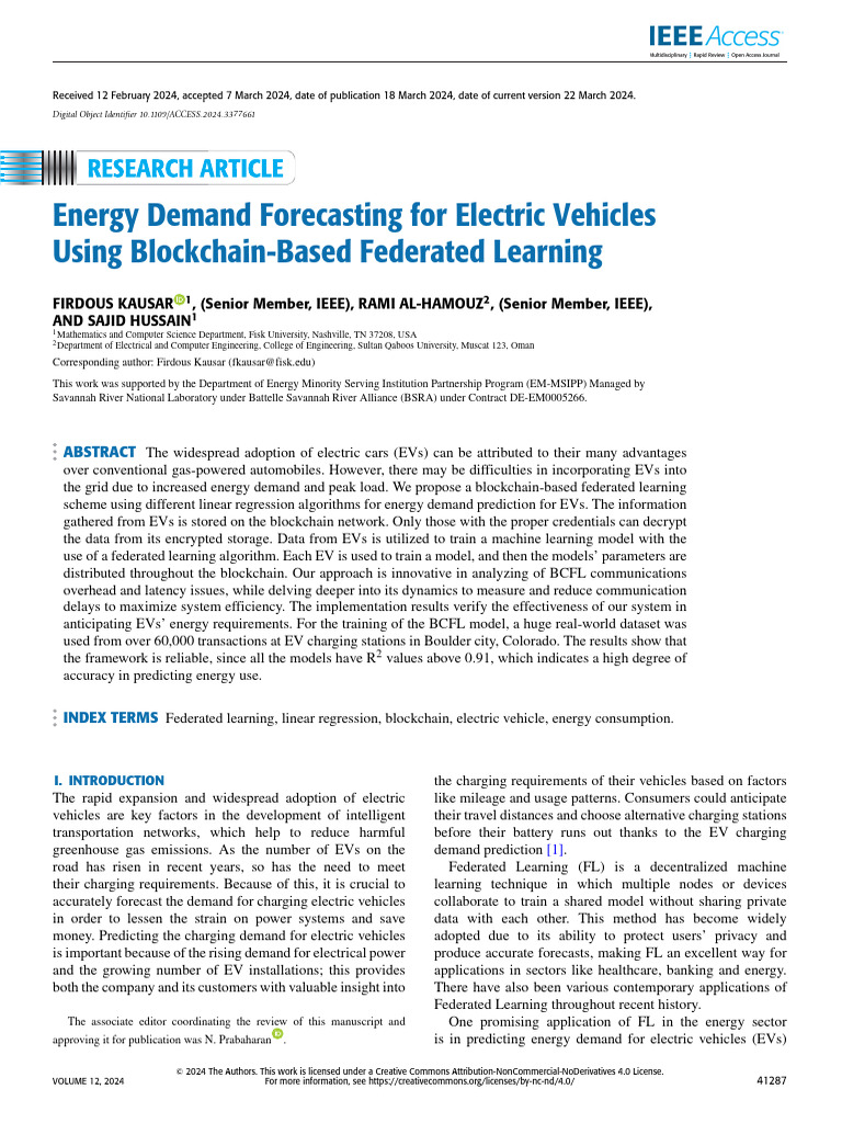 EV Energy Demand Forecasting via Blockchain | PDF | Regression Analysis ...