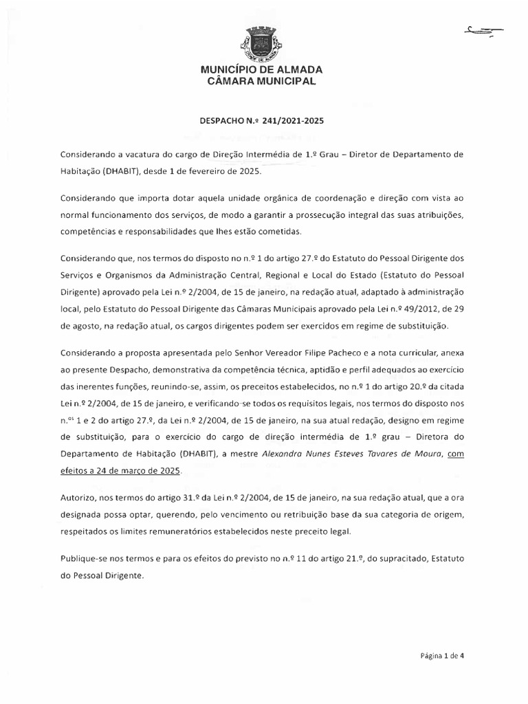 Despacho 241 2021 2025 Designação DD DHABIT | PDF