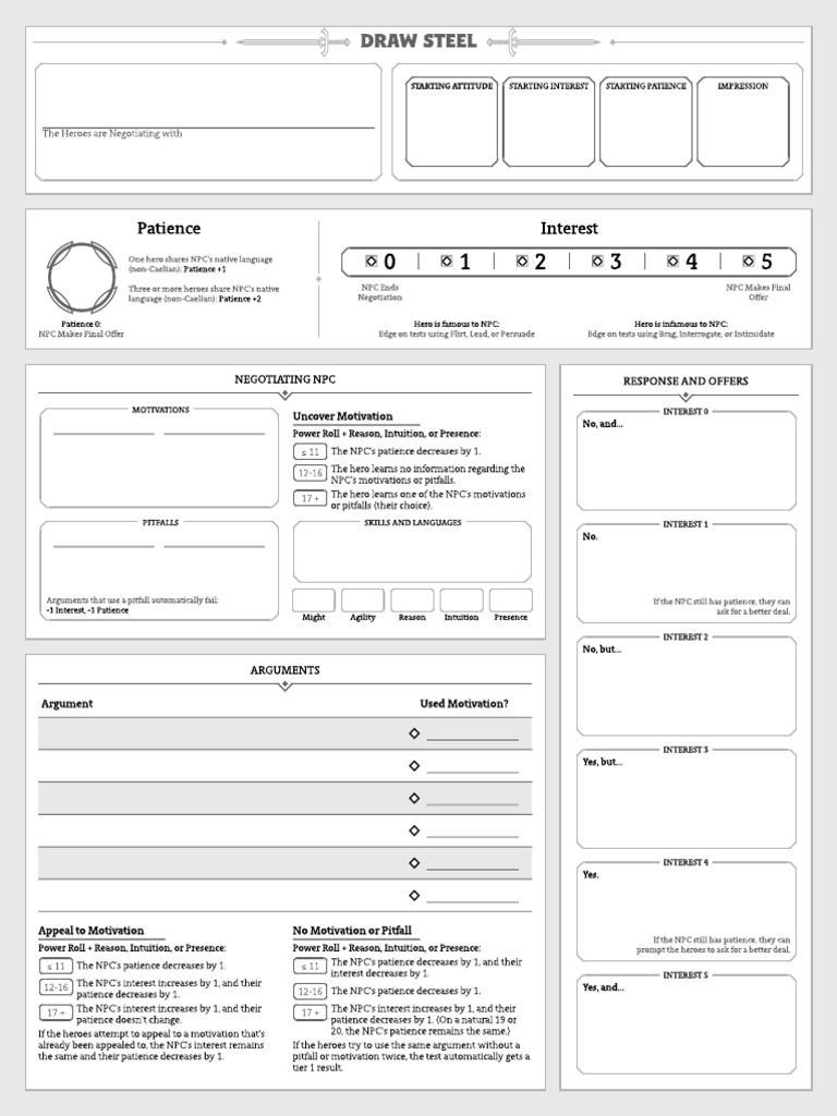 Supporting Character Stat Blocks Guide | PDF