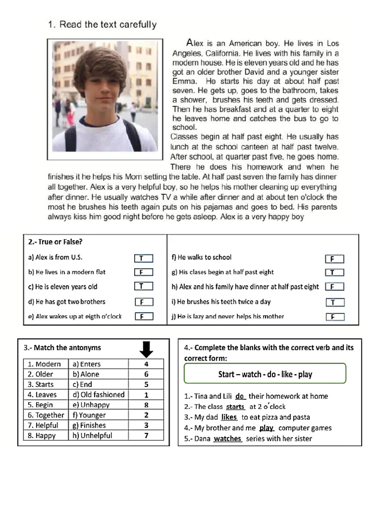 Alex Reading Comprehension | PDF