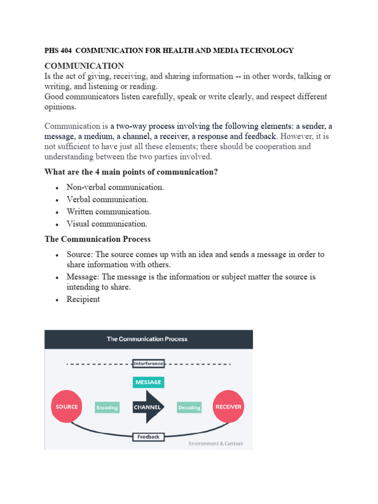Communication in Health and Media Tech | PDF | Communication | Mass Media