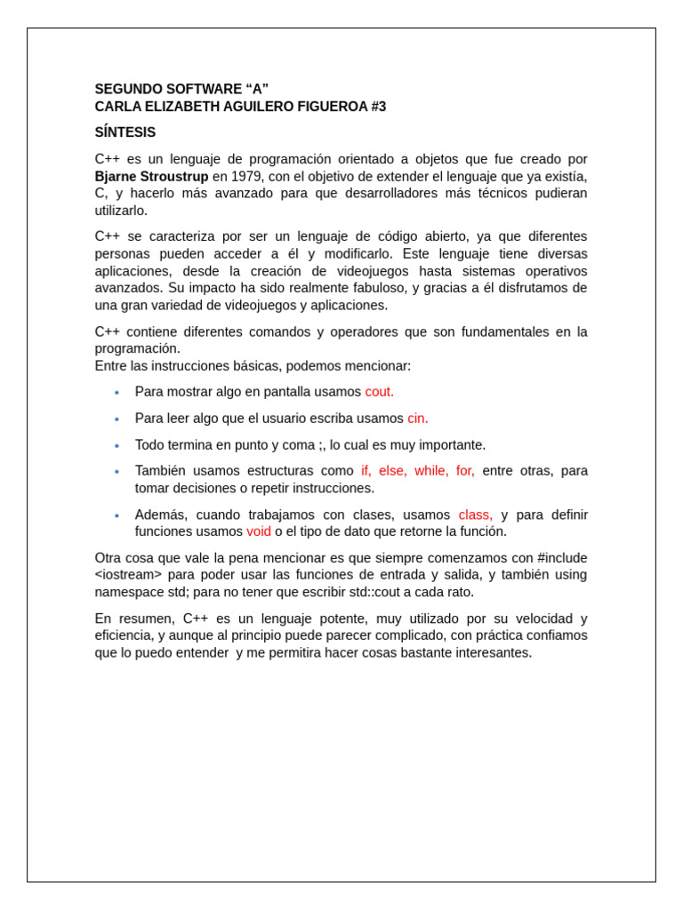 Introducción a C++: Lenguaje y Comandos | PDF