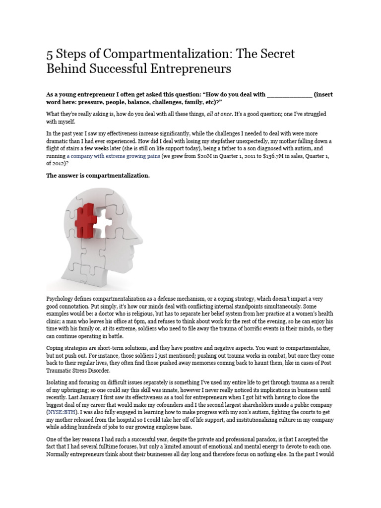 5 Steps of Compartmentalization | PDF | Psychological Trauma | Psychology