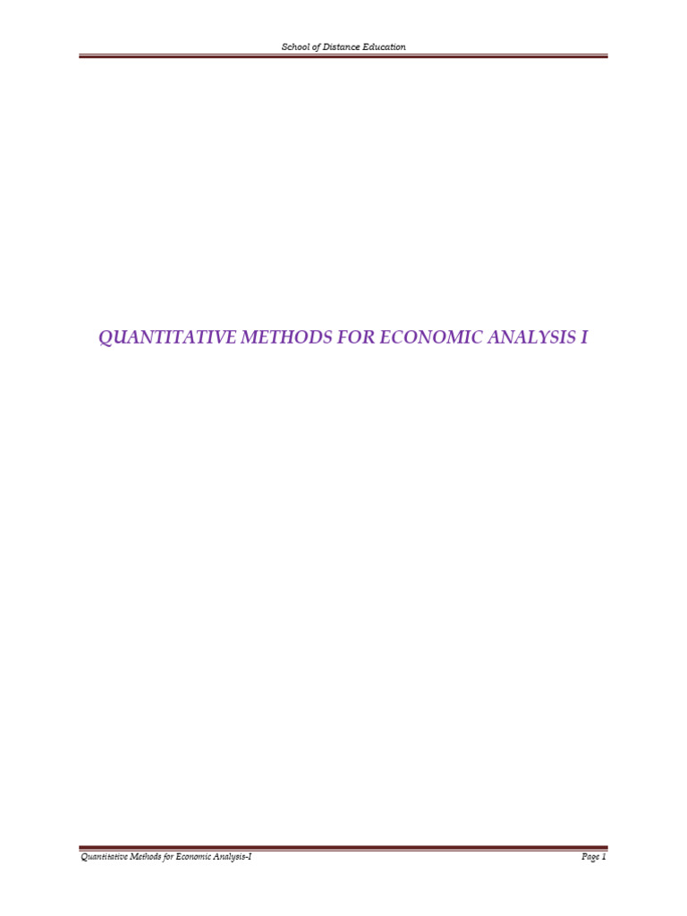 (New) Quantitative Methods For Economic Analysis-I | PDF | Matrix ...