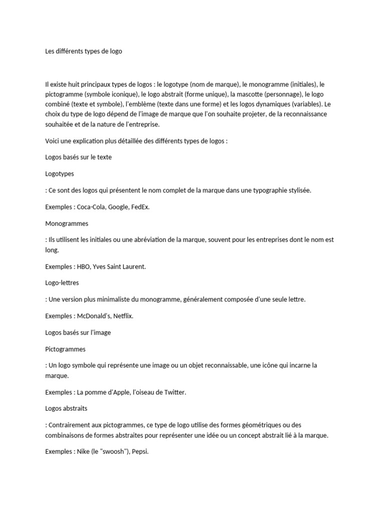 Types de logos : Guide complet | PDF