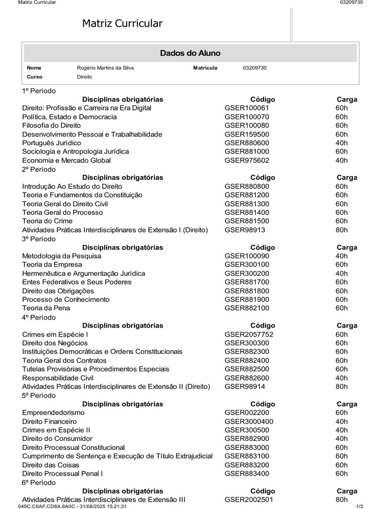 Matriz 152140 | PDF | Interdisciplinaridade | Justiça