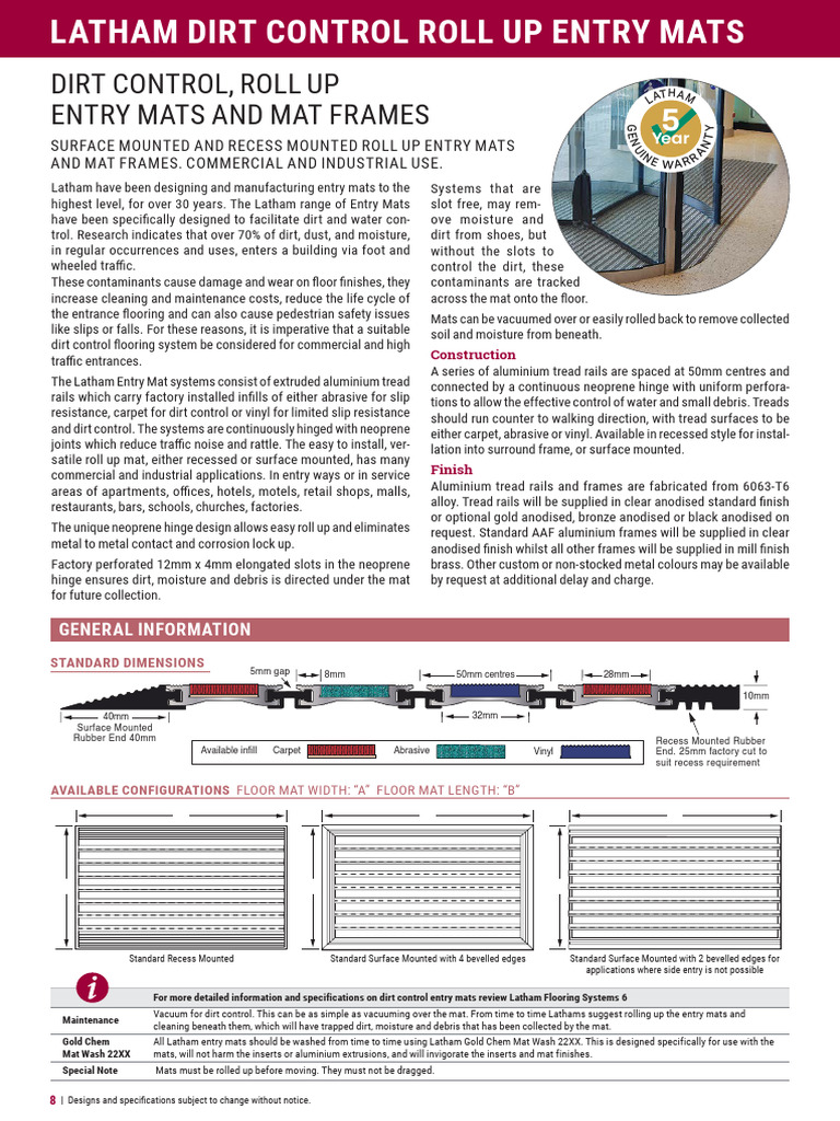 Latham Dirt Control Entry Mats Guide | PDF | Building Materials | Materials
