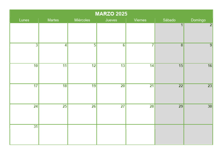 Calendario de marzo 2025 | PDF