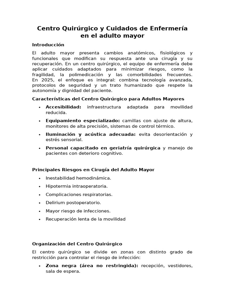 Cuidados Quirúrgicos en Adultos Mayores | PDF | Medicina | Medicina CLINICA