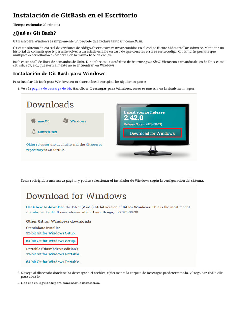 Instalación de Git en El Escritorio | PDF | Microsoft Windows ...