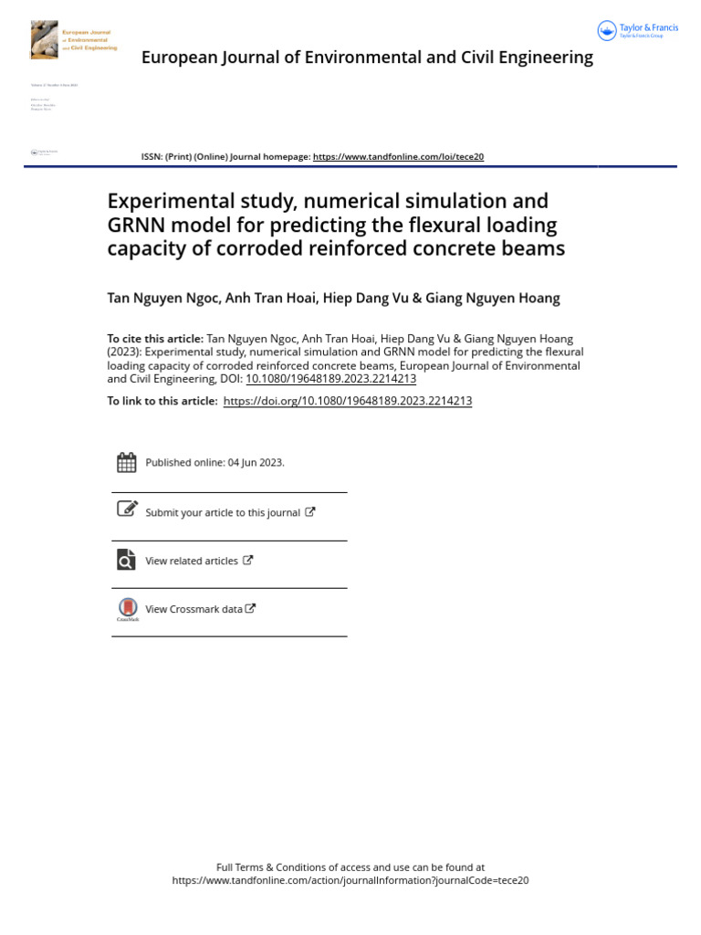Experimental Study Numerical Simulation and GRNN Model For Predicting ...