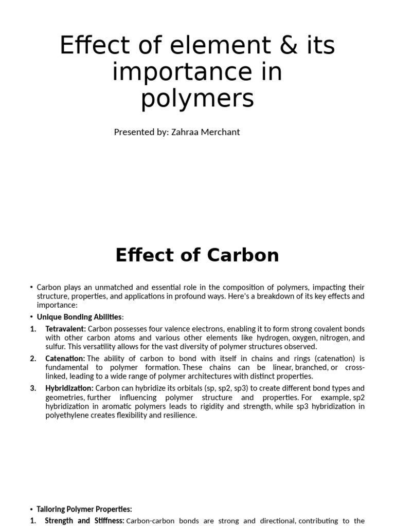Effect of Element & Its Importance in Polymers | PDF | Polymers ...