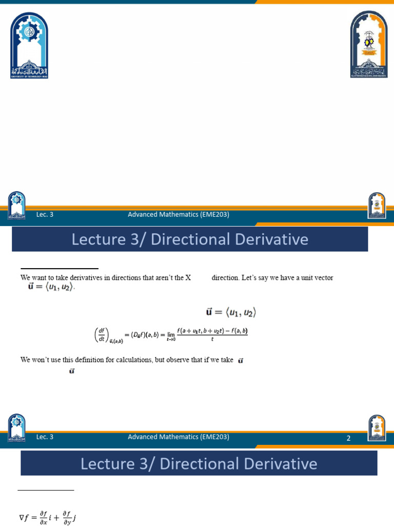 Lec.3 - 2nd Year Advanced Math | PDF | Derivative | Gradient