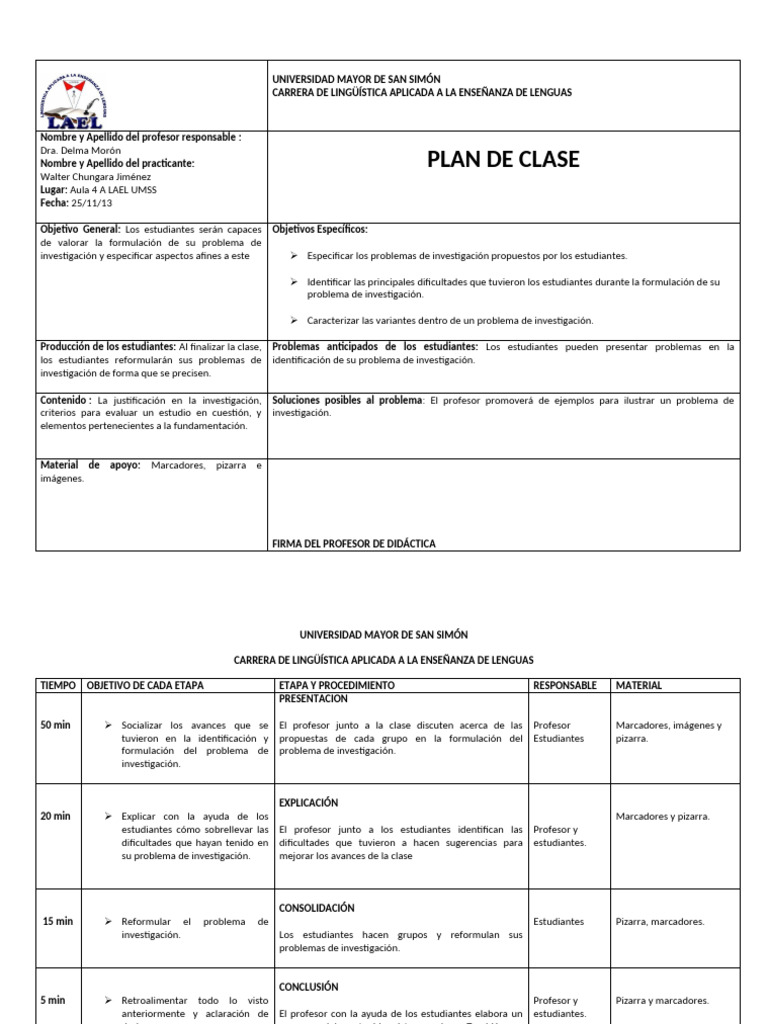 Plan de Clase 2 | PDF | Maestros | Enseñando