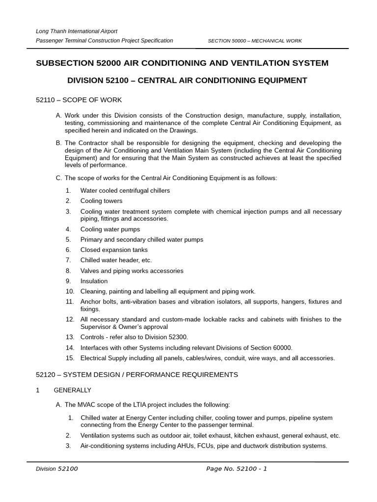 Long Thanh Airport HVAC System Specs | PDF | Duct (Flow) | Air Conditioning
