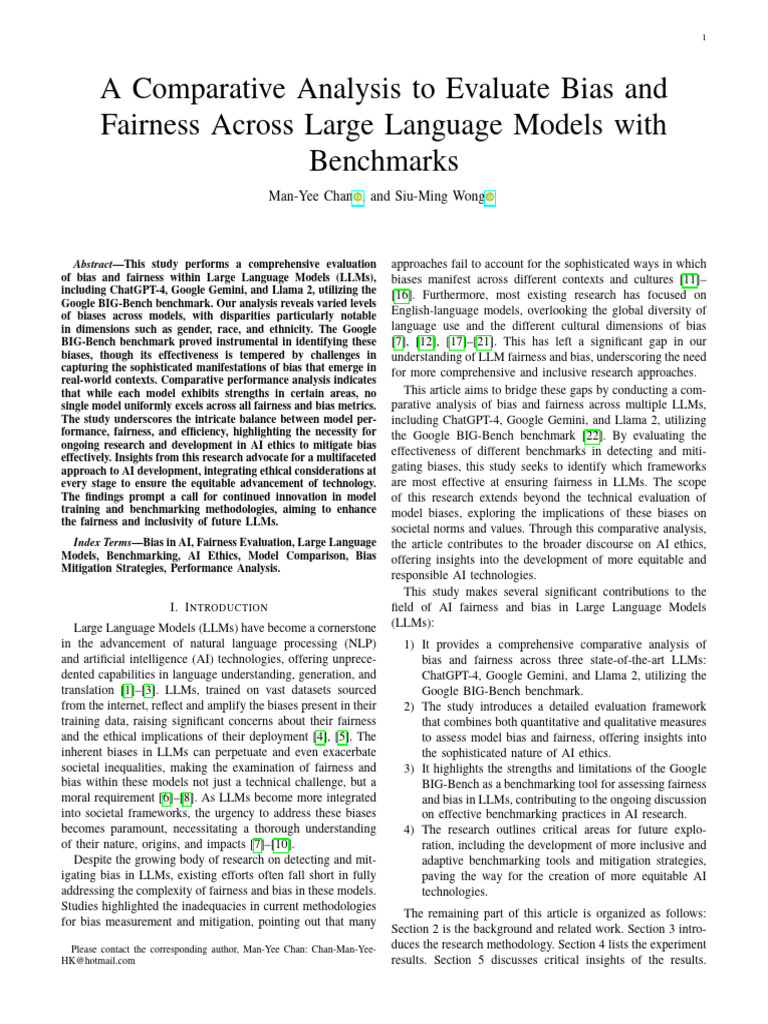 A Comparative Analysis To Evaluate Bias and Fairness Across 20lnqvp821 ...
