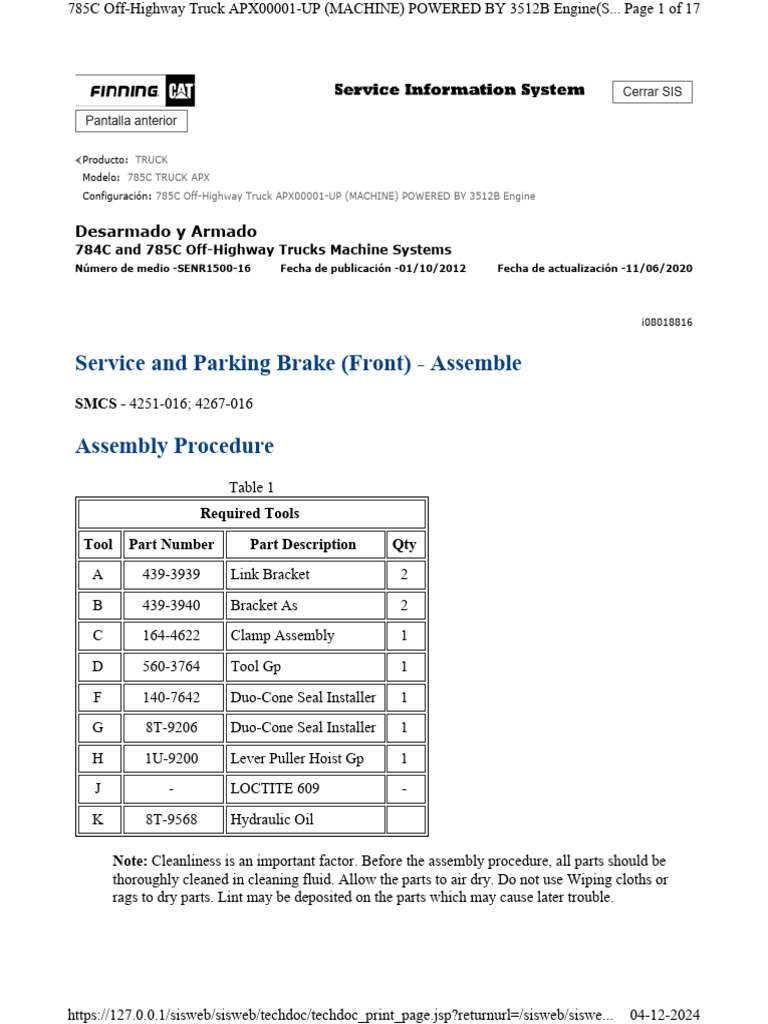 Frano Delantero 785C Armar | PDF | Piston | Nut (Hardware)