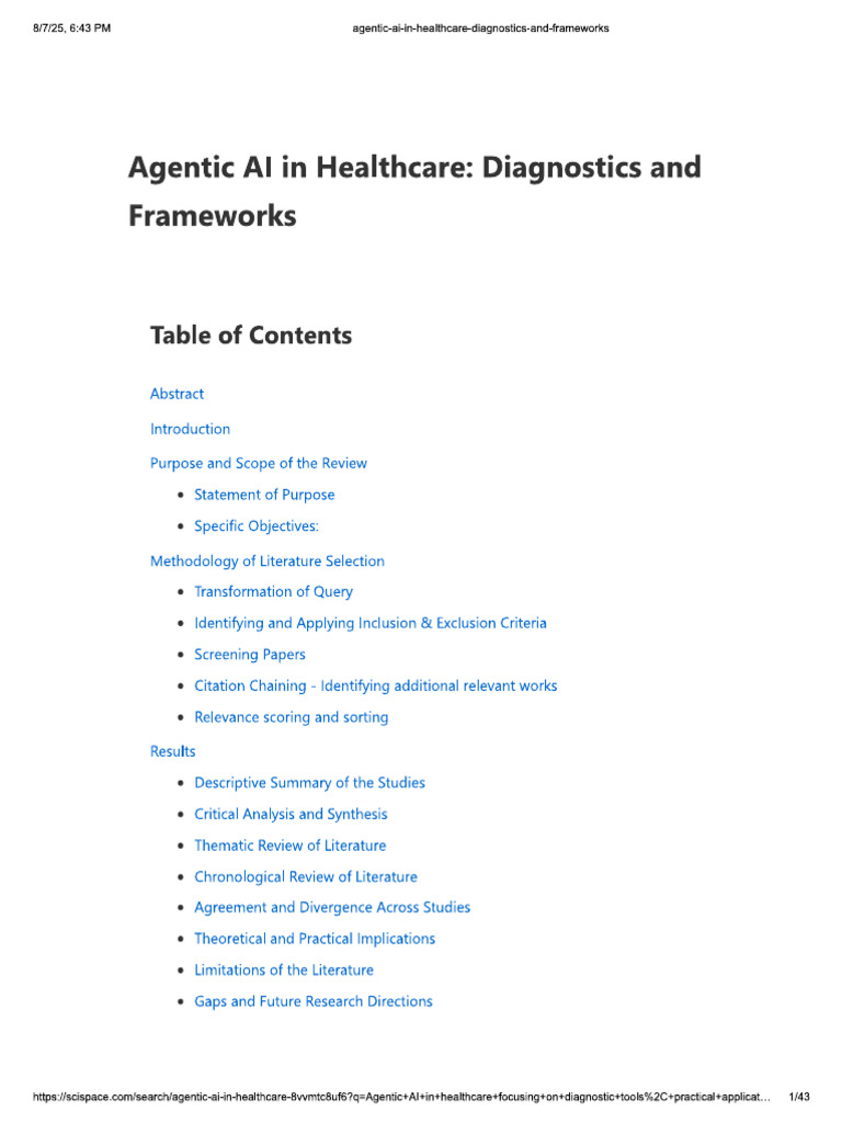 Agentic AI in Healthcare Diagnostics and Frameworks | PDF