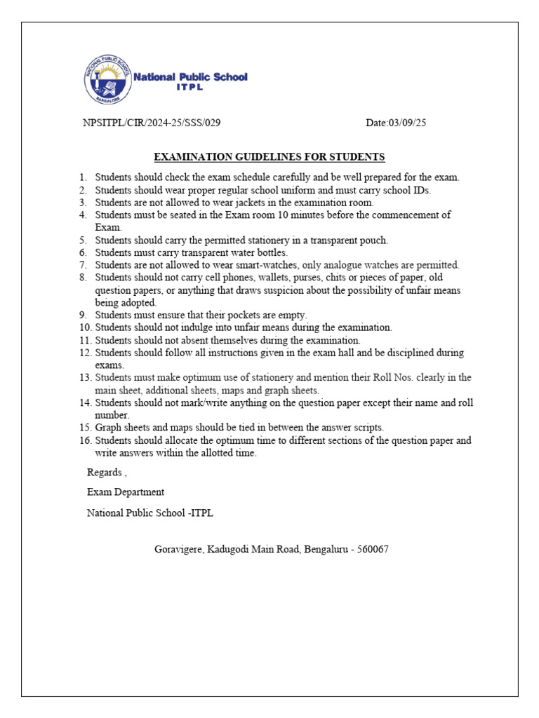 Student Exam Guidelines 2024-25 | PDF