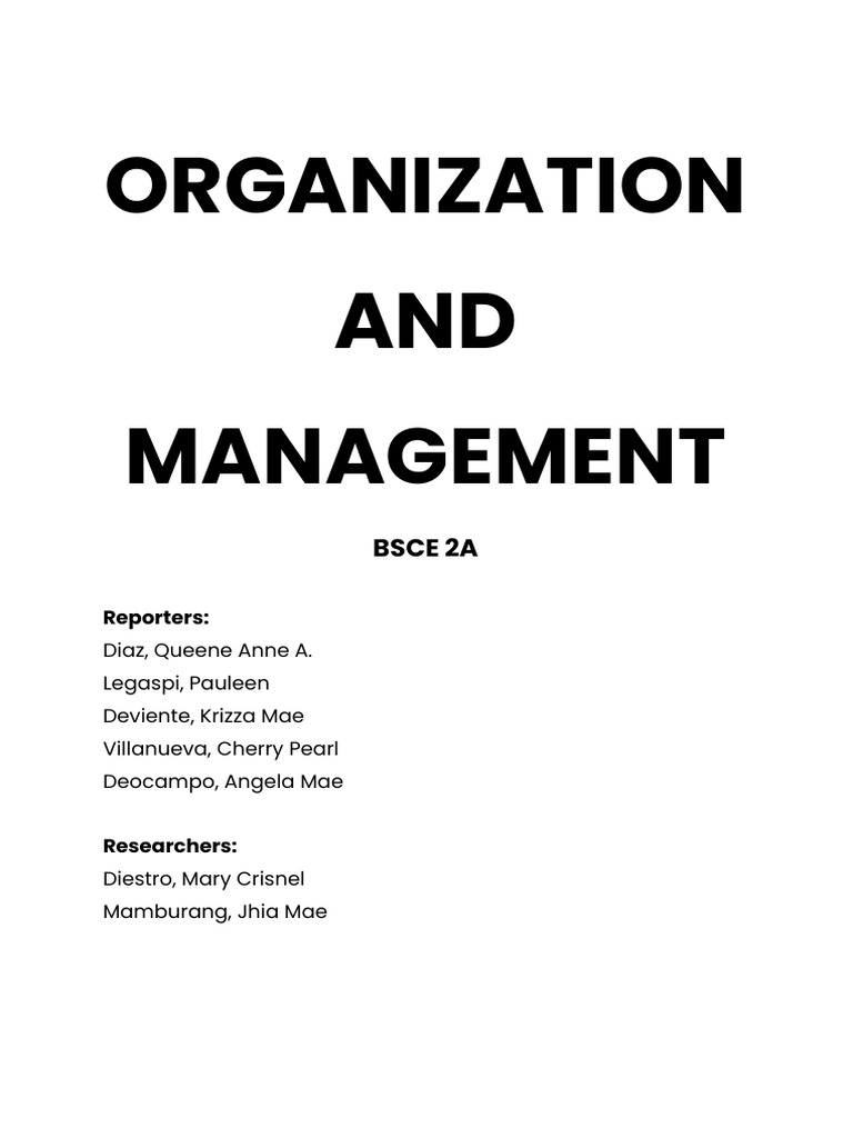 Organization and Management Overview | PDF | Leadership | Business