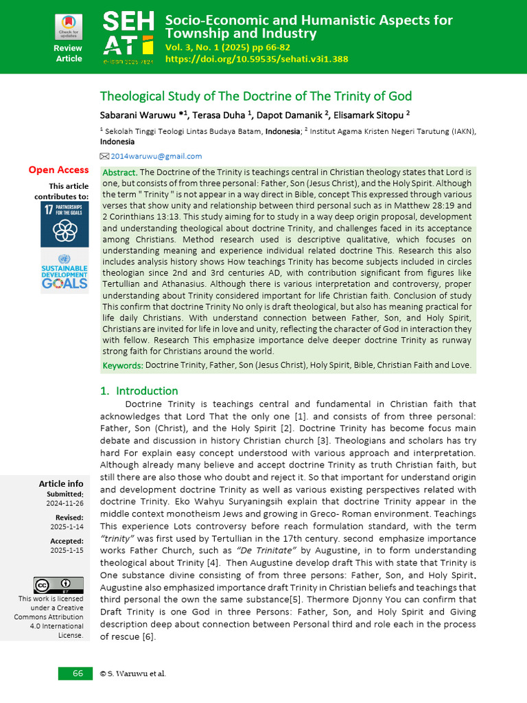 Theological Study of the Trinity Doctrine | PDF | Trinity | God The Father